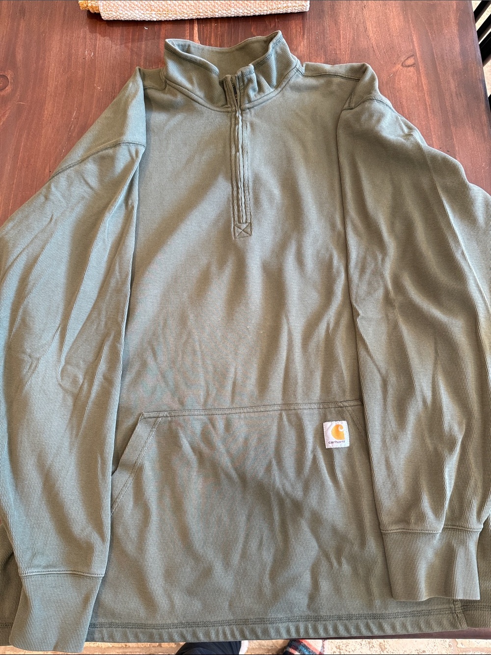 Carhartt Olive Green Half-Zip Pullover Hoodie